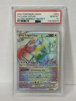PSA 10 2020 Pokemon SWSH #202 FA/Lugia VSTAR Silver Tempest Secret Rare 202/195 - Image 1