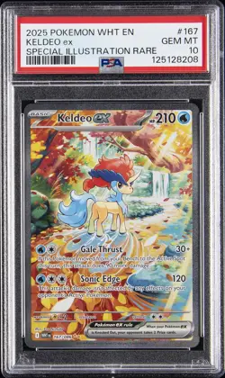 2025 POKEMON WHT EN-WHITE FLARE SPECIAL ILLUSTRATION RARE #167 KELDEO EX PSA 10 - Image 1