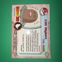 1999 Topps Black logo Tv Animation Edition Pokemon Card Diglett #50 - Image 2