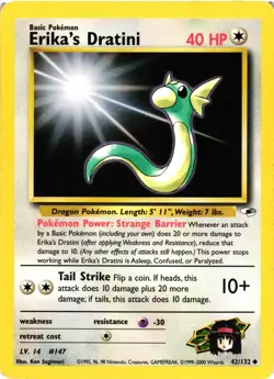 Pokemon TCG Erika's Dratini Gym Heroes 42/132 Unlimited Uncommon MP - Image 1