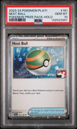 2023-2024 POKEMON PLAY! POKEMON PRIZE PACK HOLO #181 NEST BALL PSA 10 - Image 1
