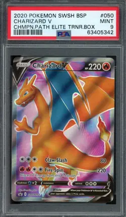 2020 Pokemon Champions Path ETB Promo Charizard V #050 PSA 9 - Image 1