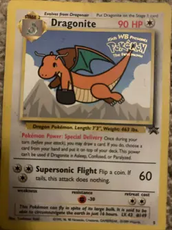 Pokemon TCG Dragonite 5 Black Star Promo Card WB the First Movie - Image 1
