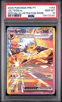 2025 POKEMON PORTUGUESE PRE PT-PRISMATIC EVOLUTIONS #153 JOLTEON EX PSA 10 - Image 1