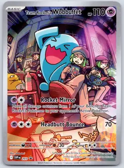Team Rocket's Wobbuffet SVP 203 (NM) Scarlet & Violet Black Star Promo Pokemon - Image 1