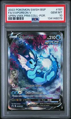 2022 POKEMON SWSH BLACK STAR PROMO #181 FULL ART/VAPOREON V PSA 10 - Image 1
