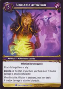 Moderate Play WoW TCG Unstable Affliction Fires of Outland World of Warcraft - Image 1