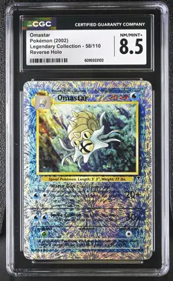 CGC 8.5 Omastar 58/110 Reverse Holo Legendary Collection Pokemon Card - Image 1