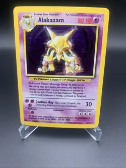 Pokemon TCG Alakazam Base Set Holo Card 1/102 Unlimited Rare LP - Image 1