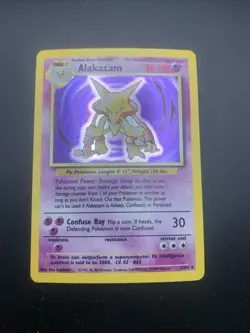 Pokemon TCG Alakazam Base Set Holo Card 1/102 Unlimited Rare LP - Image 4
