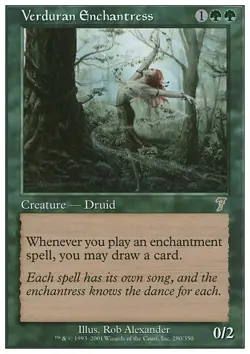 MTG Magic the Gathering Verduran Enchantress (280/354) Seventh Edition MP - Image 1