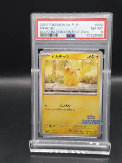 2025 POKEMON JPN SV-P PROMO ILLUSTRATION CONTEST 2024 #242 PIKACHU PSA 8 - Image 1
