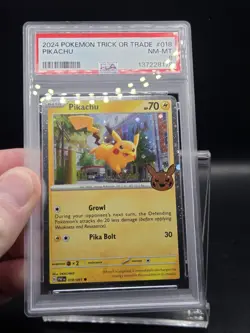 2024 POKEMON TRICK OR TRADE #018 PIKACHU PSA 8 - Image 1