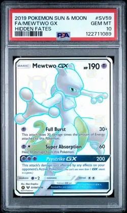 2019 POKEMON SUN & MOON HIDDEN FATES #SV59 FULL ART/MEWTWO GX PSA 10 - Image 3