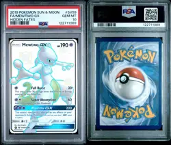 2019 POKEMON SUN & MOON HIDDEN FATES #SV59 FULL ART/MEWTWO GX PSA 10 - Image 5