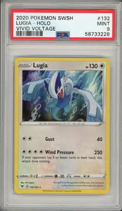 2020 Pokemon SWSH Vivid Voltage Lugia Reverse Holo #132 PSA 9 - Image 1