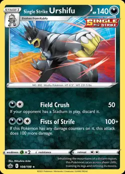 Pokemon Single Strike Urshifu (108/233) Chilling Reign LP HOLO - Image 1