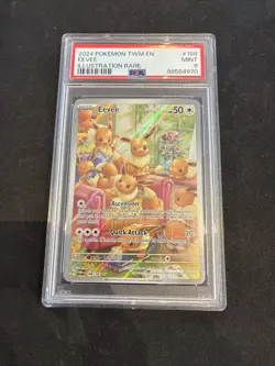 2024 POKEMON TWM EN 188 EEVEE ILLUSTRATION RARE MINT 9 - Image 1