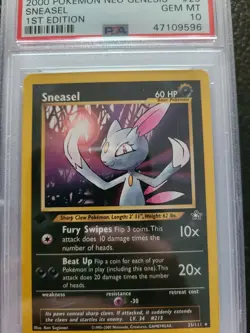 PSA 10 2001 Sneasel 1st Edition Rare Neo Genesis #25/111 Pokemon - Image 1