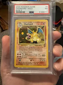 Pokemon 2000 Charizard #4/130 Base Set 2 Holo PSA 7 MINT SWIRL Rare - Image 1