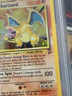 Pokemon 2000 Charizard #4/130 Base Set 2 Holo PSA 7 MINT SWIRL Rare - Image 2