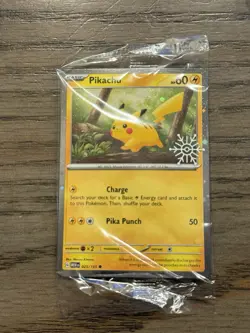 Pokemon TCG Pikachu 025/165 (Holiday Calendar) Snowflake Stamp Sealed NM - Image 1