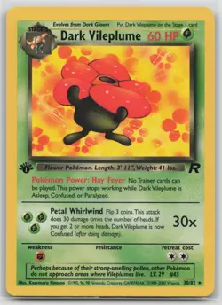 1st Edition Vintage Pokemon Card Dark Vileplume (30) Rare Team Rocket 30/82 - Image 1