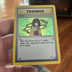 Pokemon TCG Erika Trainer Card 16/132 Holo Rare Gym Heroes Holo Swirl - Image 1