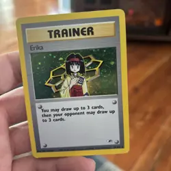 Pokemon TCG Erika Trainer Card 16/132 Holo Rare Gym Heroes Holo Swirl - Image 2