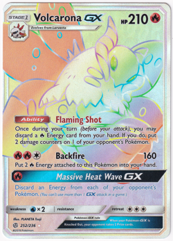Volcarona GX 252/236 Cosmic Eclipse Rainbow Holo 2019 Pokemon TCG Card NM - Image 1