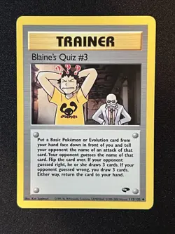 NM-MINT Blaine's Quiz #3 Gym Challenge 112/132 Pokemon Card (Pack Fresh) - Image 1
