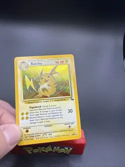 Pokemon TCG Raichu Fossil Holo Rare Card 14/62 Unlimited Vintage, Near Mint LP - Image 2