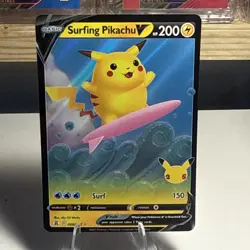 Pokemon TCG Celebrations Surfing Pikachu Holo Ultra Rare Card 008/025 NM/M - Image 1