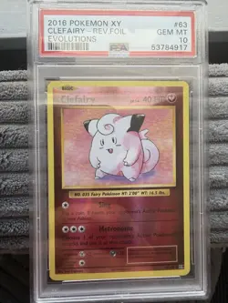 Pokemon TCG Clefairy Reverse Holo Card 63/108 Evolutions PSA 10 Gem Mint - Image 1