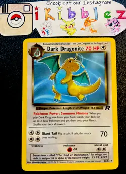 Dark Dragonite 22/82 LP Rare Miscut OFC Team Rocket Pokemon Card. Ships Fast! - Image 1
