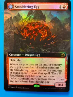 MTG 1x EXTENDED ART FOIL Smoldering Egg # 358 Adventures in the Magic the x1 NM - Image 1