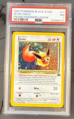 Pokemon Eevee holo Foil 2000 Black star Promo Pokemon league PROMO PSA 7 - Image 1