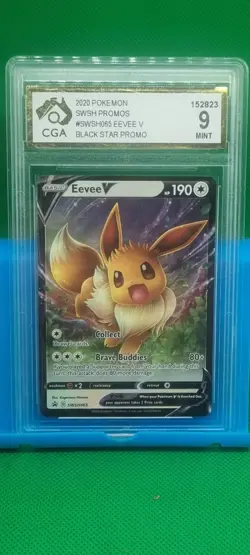 CGA 9 2020 Pokemon Eevee V SWSH065 V Powers Tin Promo Black Star Promo Graded MT - Image 1