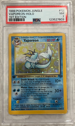 1999 POKEMON JUNGLE #12 VAPOREON HOLO RARE 1ST EDITION PSA 7 NM - Image 1