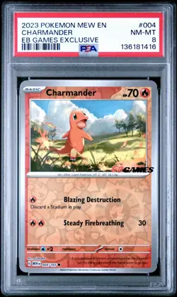 CHARMANDER 004/165 PSA 8 POKEMON 151 EB GAMES PROMO AUS POKEMON CARD ENGLISH - Image 1