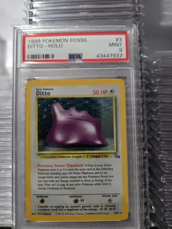 PSA 9 Ditto Holo Rare 1999 Pokemon Fossil 3/62 - Image 1
