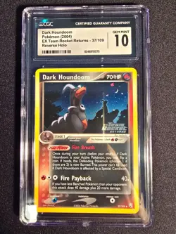 Pokemon TCG Dark Houndoom 37/109 Team Rocket Returns Reverse Holo CGC 10 English - Image 1