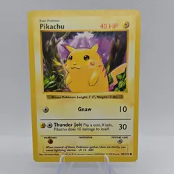 Pokemon TCG Pikachu (Red Cheeks) 58/102 Base Set Shadowless Unlimited HP40 Comm… - Image 1