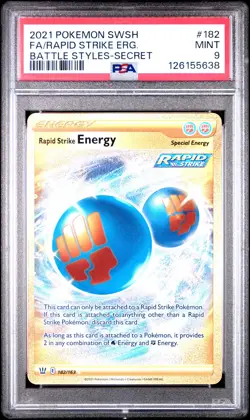 2021 POKEMON SWORD & SHIELD BATTLE STYLES FULL ART/RAPID STRIKE ENERGY PSA 9 - Image 1