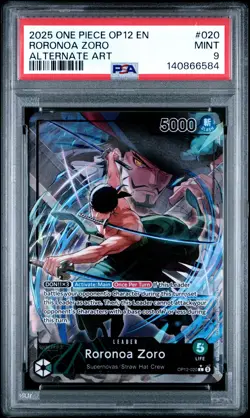 2025 ONE PIECE OP12-LEGACY OF THE MASTER ALTERNATE ART #020 RORONOA ZORO PSA 9 - Image 1