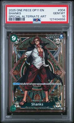 2025 One Piece OP11 English 004 Shanks Special Alternate Art PSA 10 - Image 1
