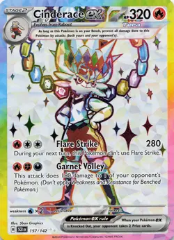 POKEMON Cinderace ex - #157/142 Holo SV07: Stellar Crown NM - Image 3