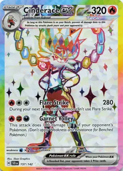 POKEMON Cinderace ex - #157/142 Holo SV07: Stellar Crown NM - Image 5