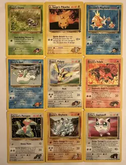 Pokemon Gym Challenge LOT of 9 Including Lt. Surge's Pikachu NEAR MINT to HP - Image 1