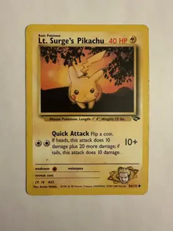 Pokemon Gym Challenge LOT of 9 Including Lt. Surge's Pikachu NEAR MINT to HP - Image 2